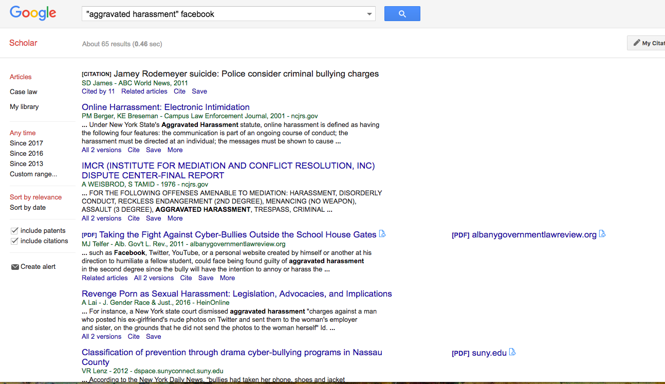 google scholar search example