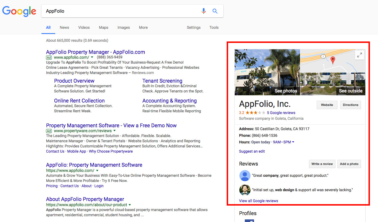 Google Business Listing Example