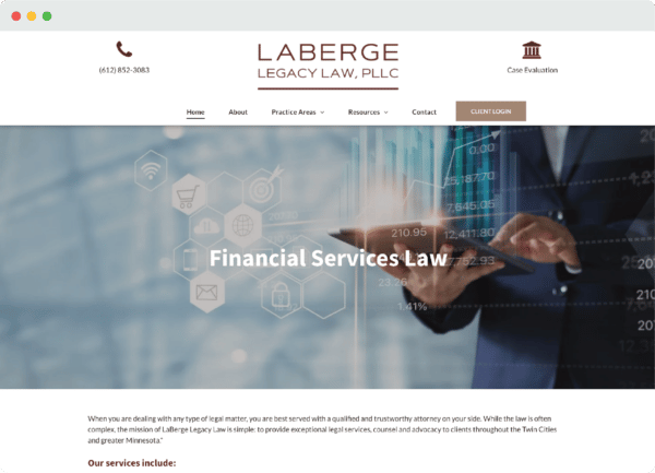 MyCase desktop website design example: LaBerge Legacy Law, PLLC