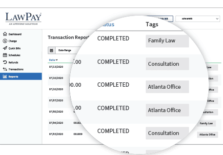 LawPay payment status and reporting