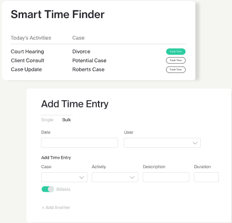MyCase’s Smart Time Finder ensures that no billable time slips between the cracks.
