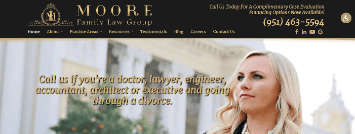 Moore Family Law Group is a good example of lawyer branding with targeted messaging.