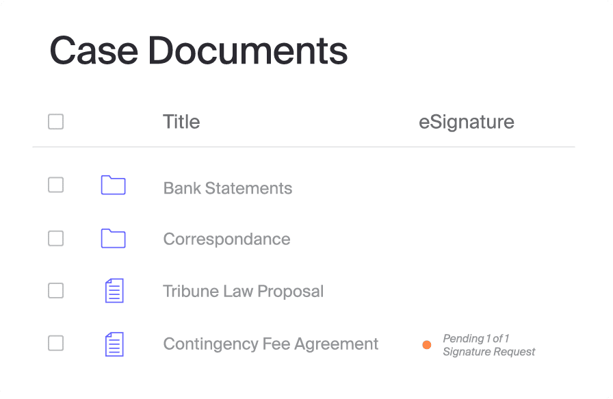 Law firm CRM eSignatures are a quick way to finalize new client documents.